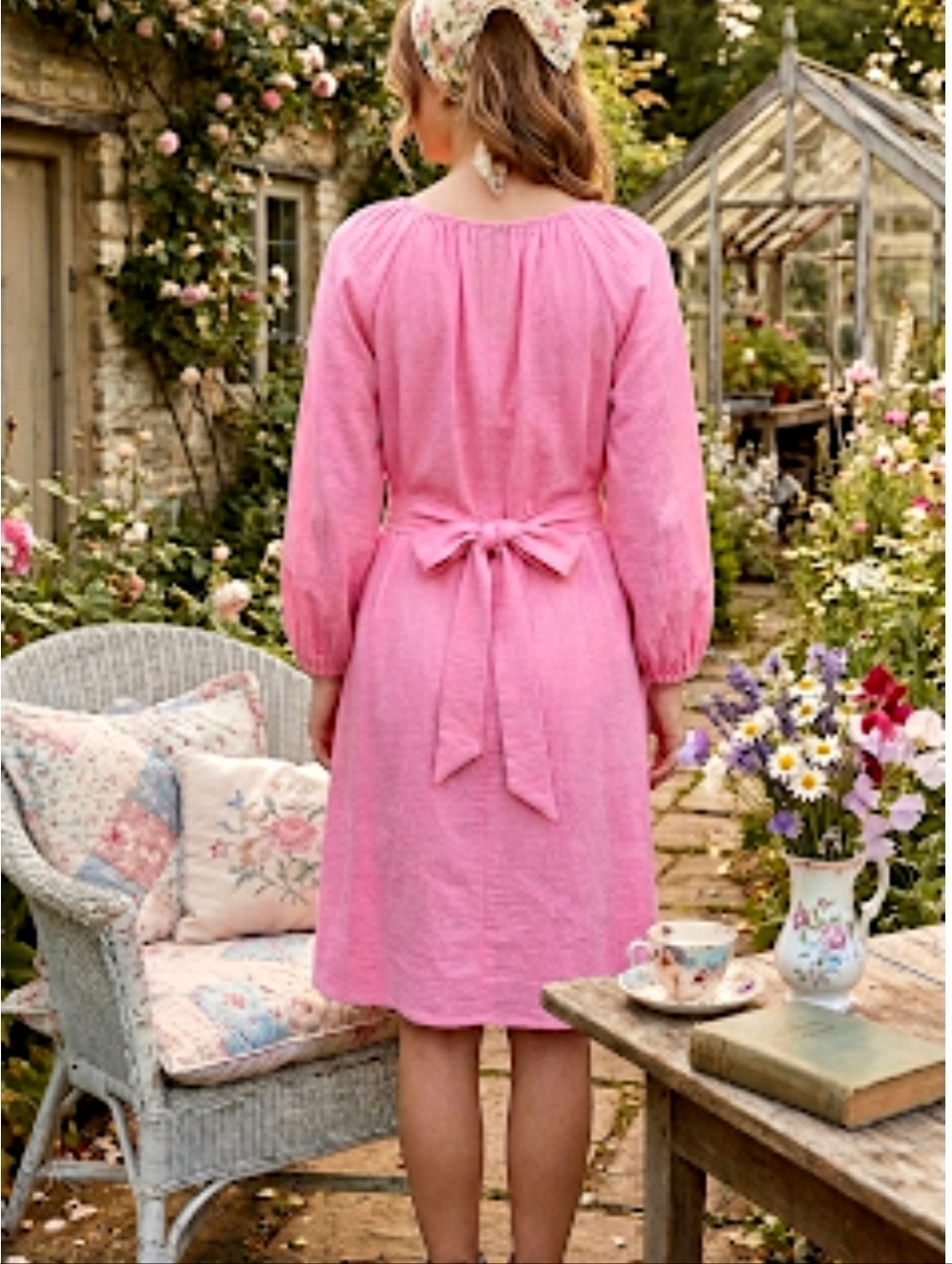 Elizabeth and James Textured Pink Balloon Sleeve Dress Sz Large - Picture 2 of 16